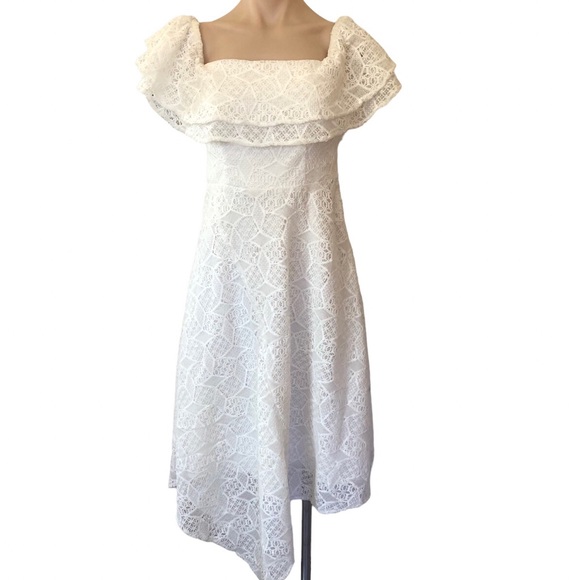 🌿 WAYNE COOPER 🌿 Brand New asymmetrical white lace dress size 8 RRP $229 - Picture 7 of 16